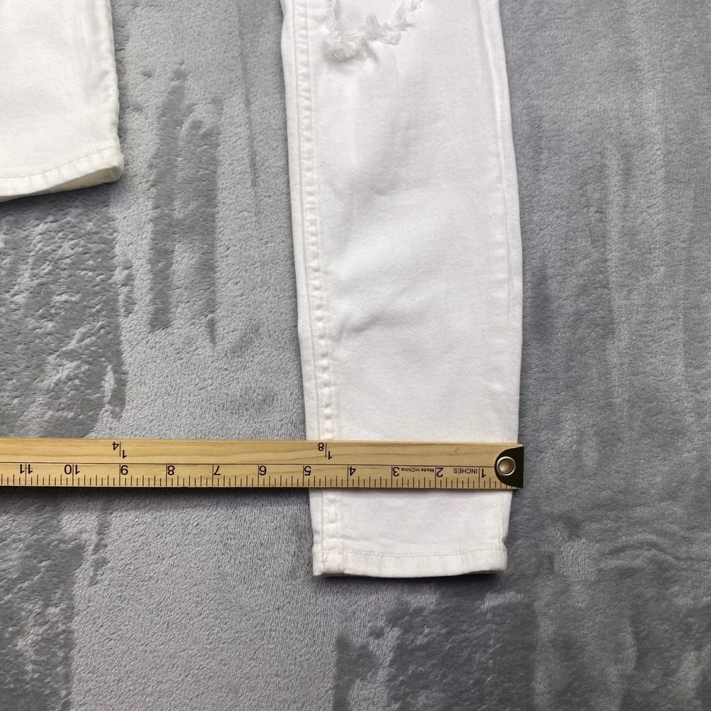 Free People White Distressed Skinny Jeans High Rise Blown Out Knee‎ Sz 26 NWT